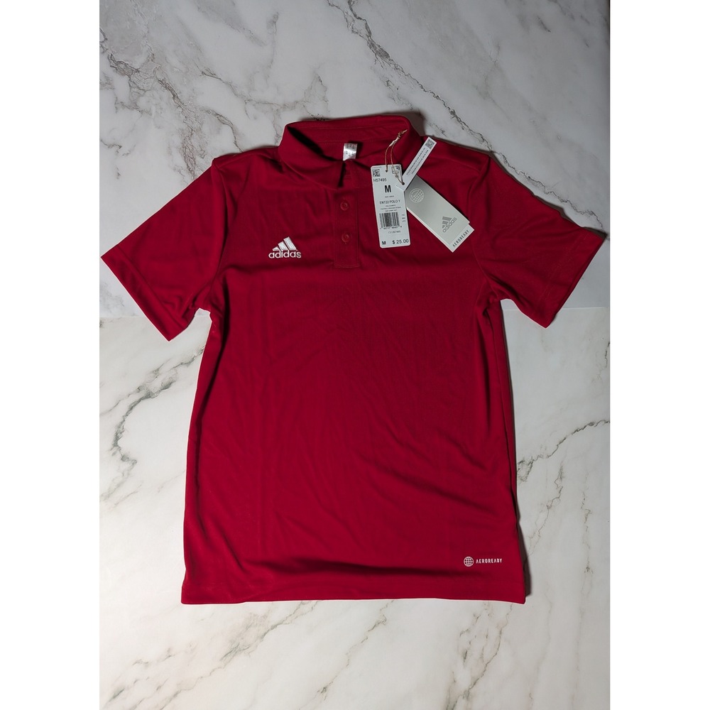 Adidas Kids ENT22 Polo Y Shirt Red AEROREADY Soccer Team H57495 Size M